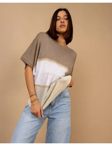 Top maille rayé