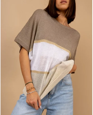 Top maille rayé