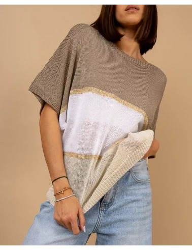 Top maille rayé