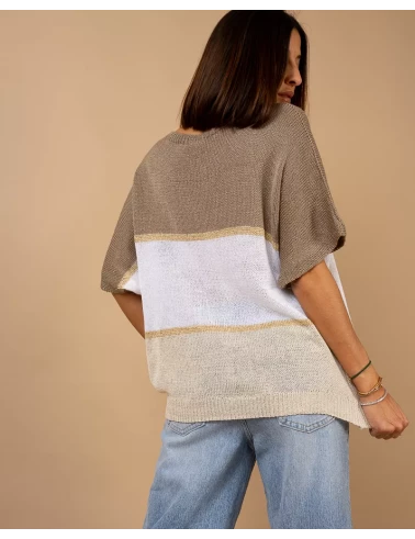 Top maille rayé