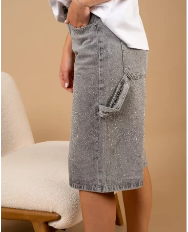 Bermuda jean gris strass