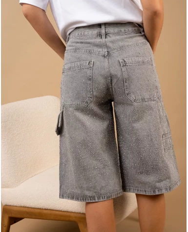 Bermuda jean gris strass