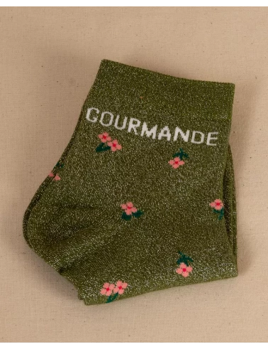 Chaussettes lurex fleurs