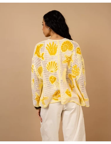 Gilet macramé coquillages