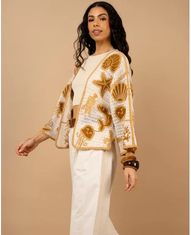 Gilet macramé coquillages