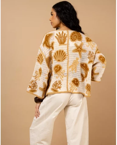 Gilet macramé coquillages