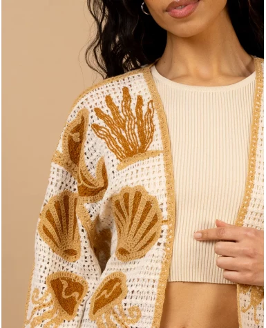 Gilet macramé coquillages