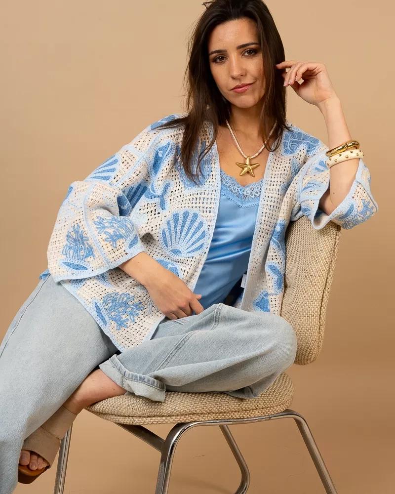 Gilet macramé coquillages