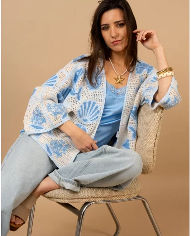 Gilet macramé coquillages
