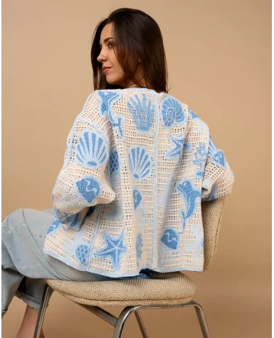 Gilet macramé coquillages