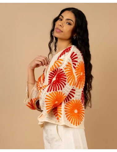 Gilet macramé soleil