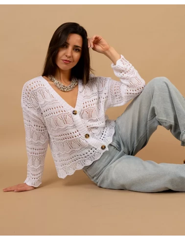 Gilet maille ajourée