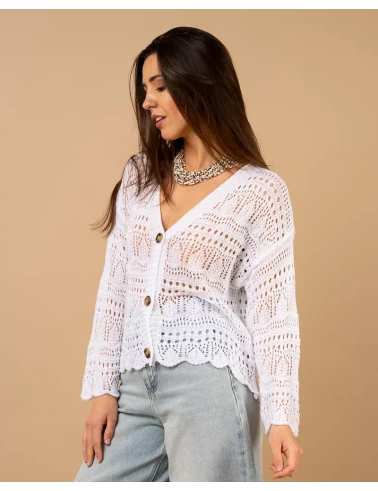 Gilet maille ajourée