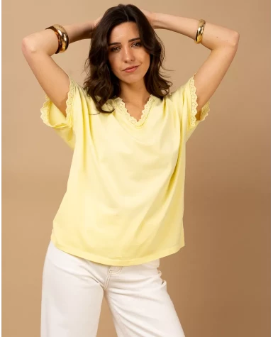 T-Shirt bords dentelle
