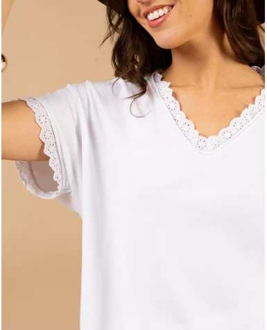 T-Shirt bords dentelle