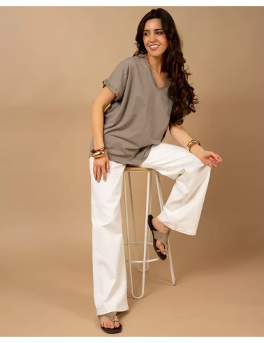 T-Shirt bords dentelle