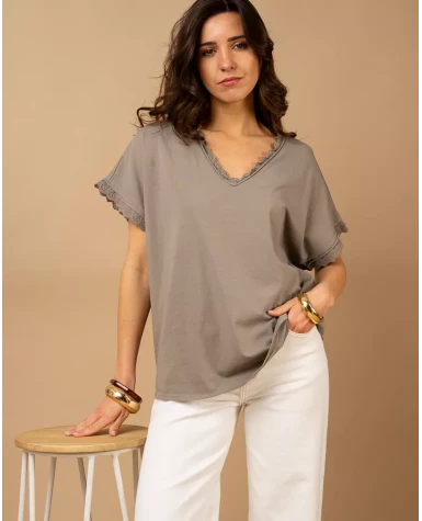 T-Shirt bords dentelle
