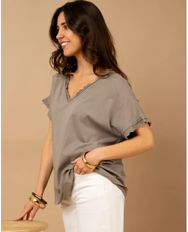 T-Shirt bords dentelle