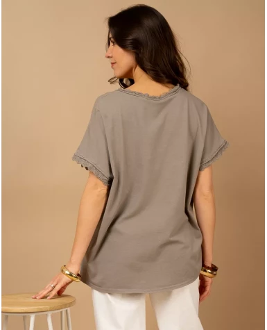 T-Shirt bords dentelle