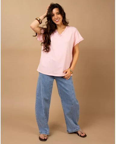 T-Shirt bords dentelle