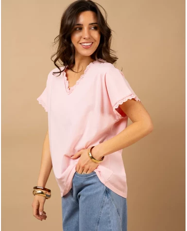 T-Shirt bords dentelle
