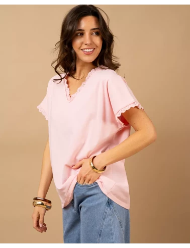 T-Shirt bords dentelle