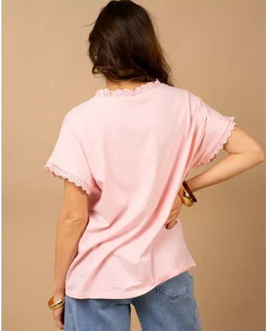 T-Shirt bords dentelle