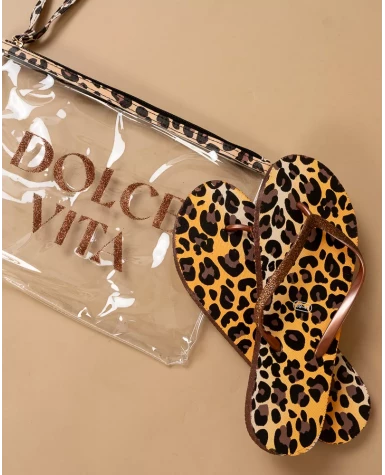 Pochette tongs léopard
