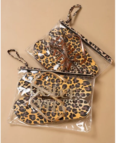 Pochette tongs léopard