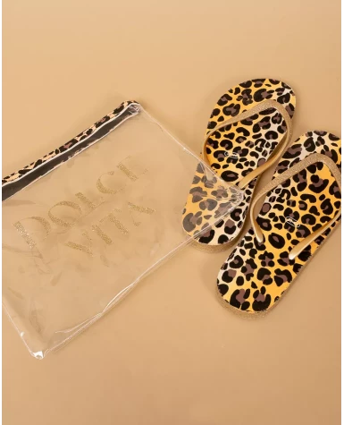 Pochette tongs léopard
